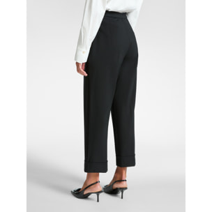 Elena Mirò - Pantalones anchos con puños - Negro