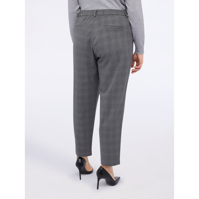 Fiorella Rubino - Pantaloni balloon stampa a quadri con filo lurex - Grigio