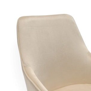 Set di 2 sedie TOLEDO in tessuto effetto velluto beige e gambe nere