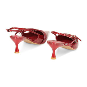 Décolleté slingback cherry in vernice, tacco 6 cm