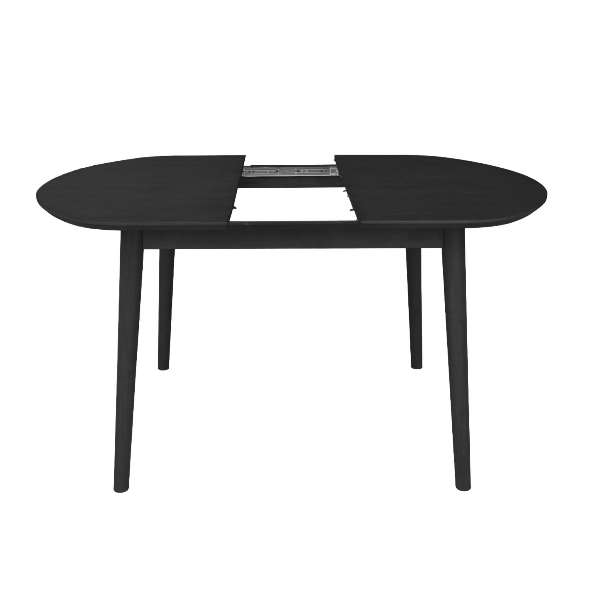 Table à manger ovale extensible bois d'hévéa et placage chêne noir 4-6 places - 110 / 140 x 100 x 75 cm - Lisa