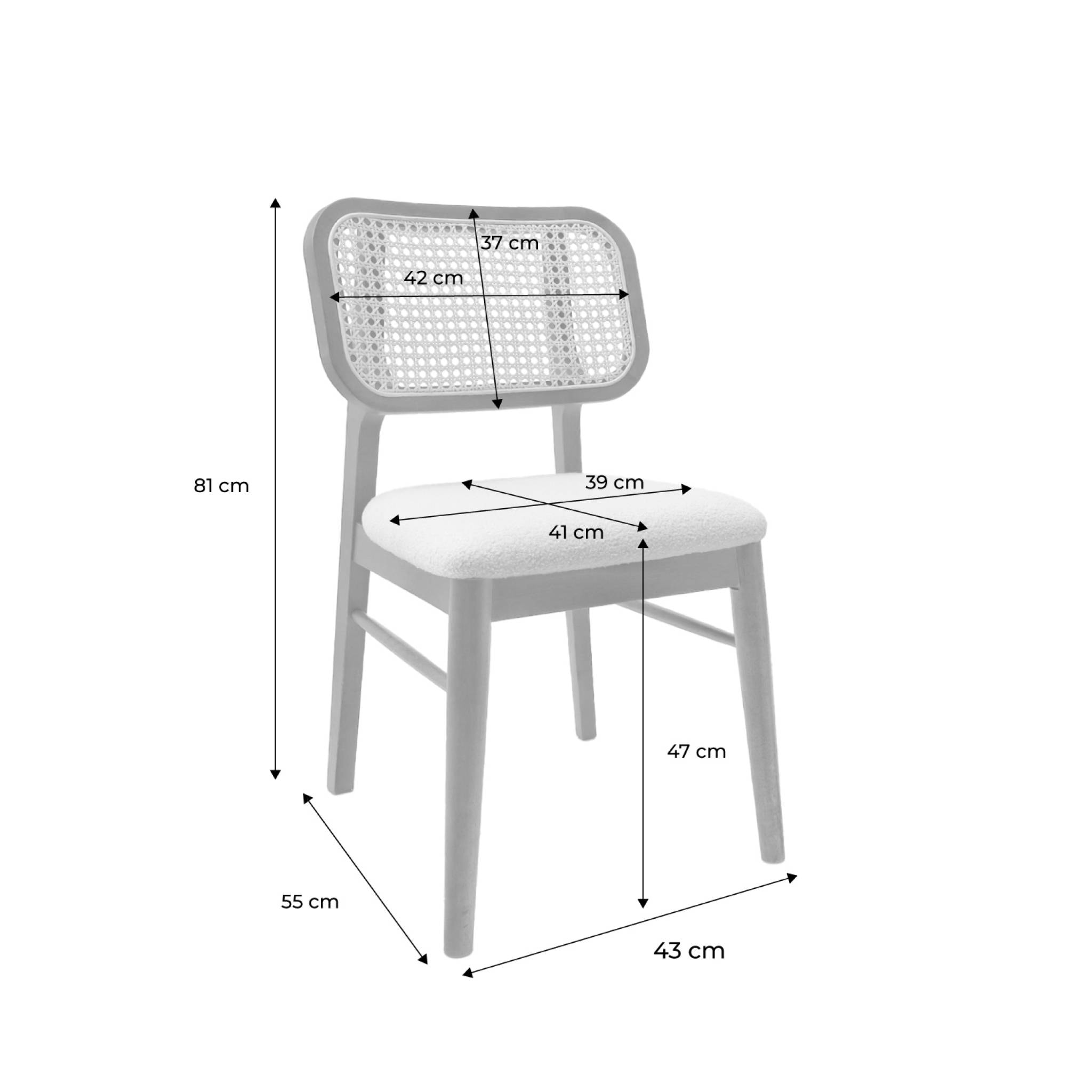 Chaise vintage bois d'hévéa et cannage (lot de 2) MANI