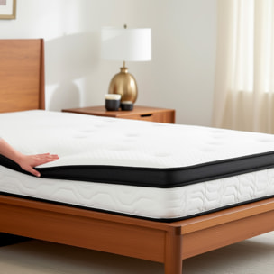 Materasso Singolo Ibrido Con 240 Molle Insacchettate per M² E Memory Foam 5 Zone di Comfort Double Sided Rigidità H3/H4 80 x 190 x 29 Cm