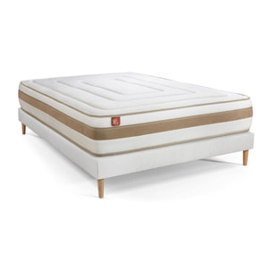 Ensemble Matelas Le Raffiné - 26cm - Ressorts ensachés et mémoire de forme - Confort haut de gamme, impact réduit. - Sommier kit Blanc