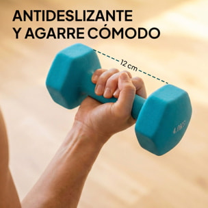 Juego de Mancuernas de 8 Piezas 20 kg, Mancuernas Hexagonales 2x1kg, 2x2kg, 2x3kg, 2x4kg, con Soporte de Almacenamiento y Mango Recto para Entrenamiento de Fuerza en Casa Gimnasio, Multicolor