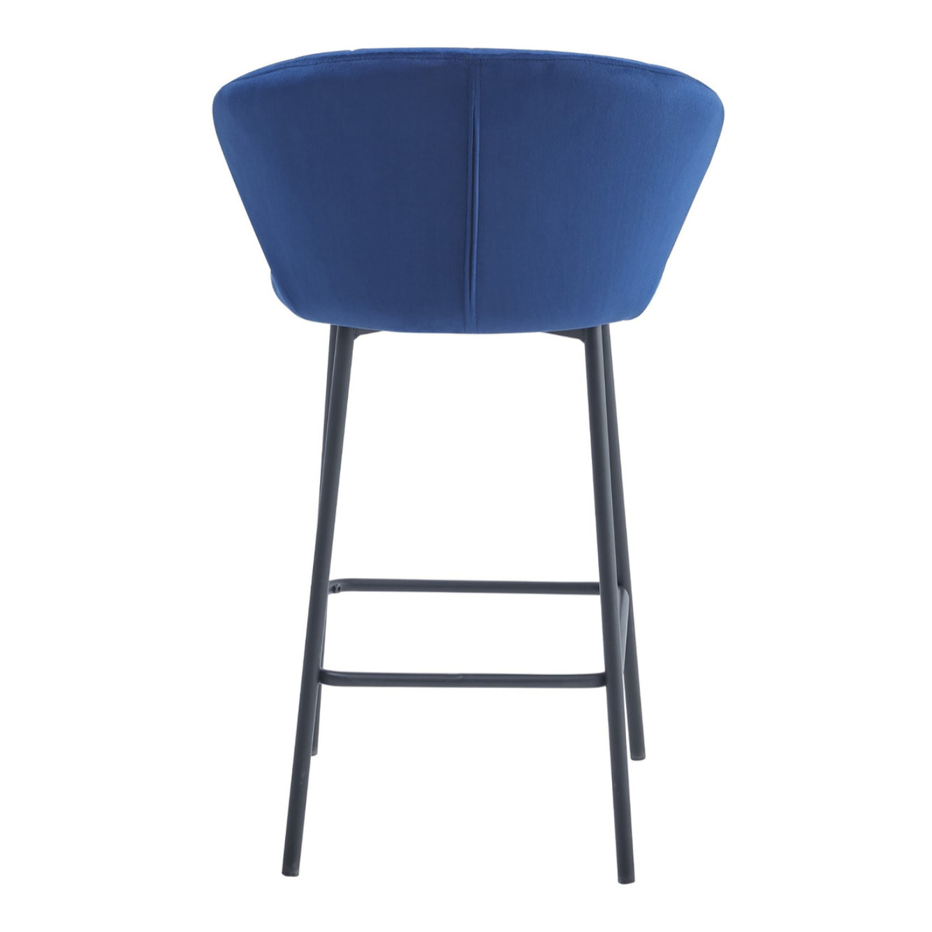 Sgabello da bar Gatta in velluto blu e gambe nere
