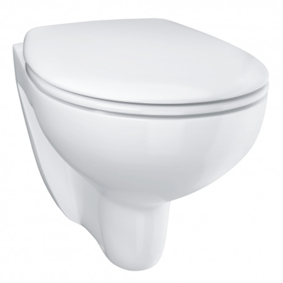 Pack WC Bati-support Geberit Duofix + Cuvette suspendue Grohe Bau Ceramic + Abattant declipsable + Plaque blanche (BauClassicGeb