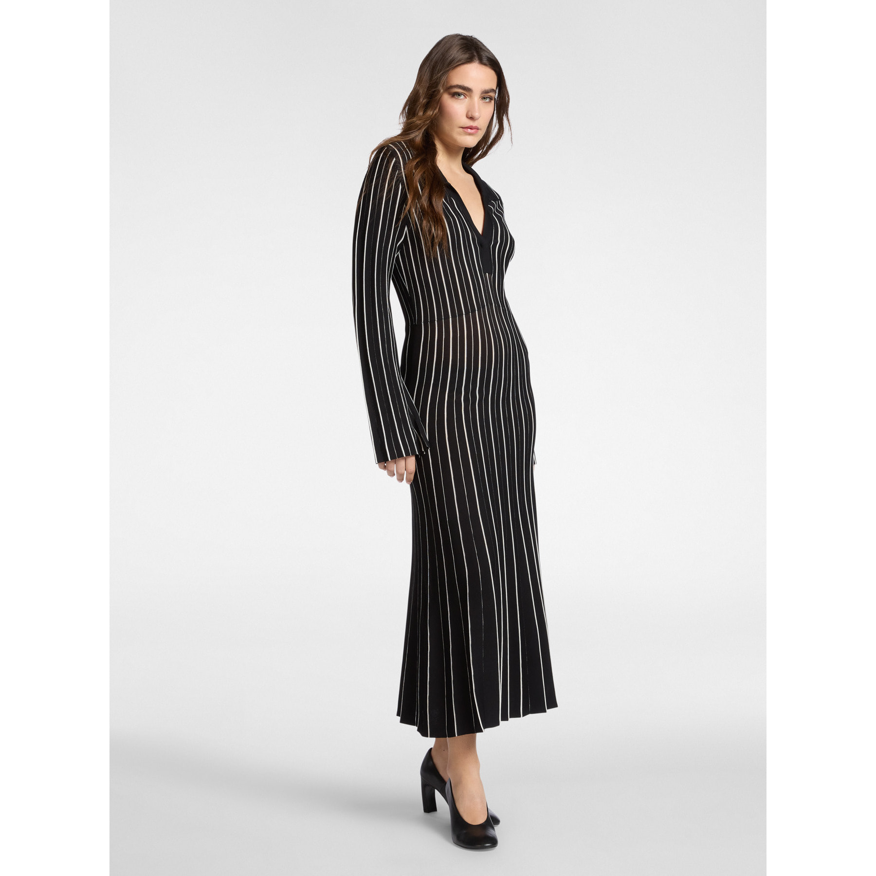 Elena Mirò - Abito in maglia a righe - Nero