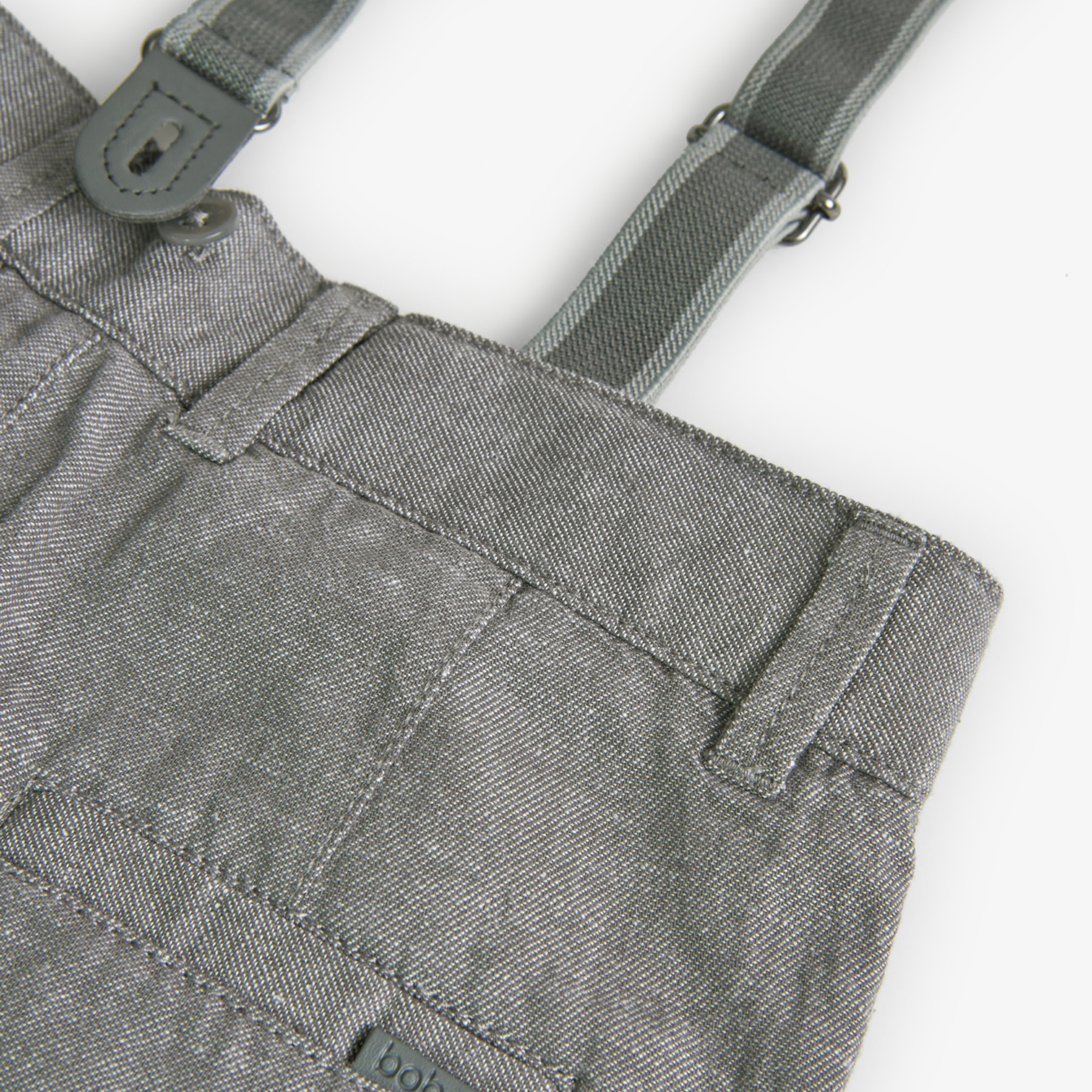Pantalón lino para niño en botón de color gris liso
