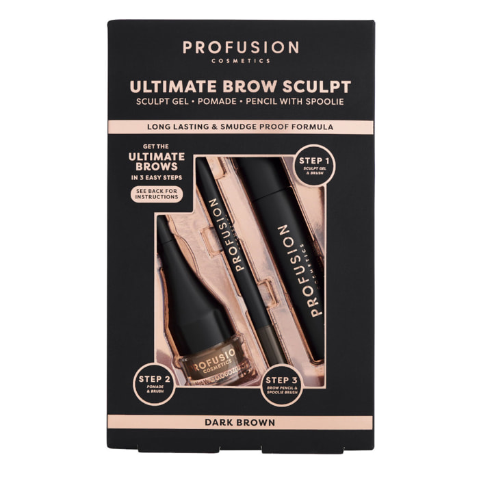 Ultimate Brow Sculpt - Kit Sourcils Châtain Foncé 3 Produits