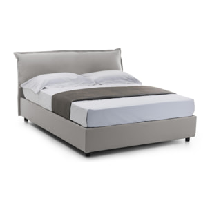 Letto matrimoniale Clio, Letto contenitore sfoderabile con testiera e giroletto contenitore imbottiti, 100% Made in Italy, adatto per materasso 160x190 cm, Grigio