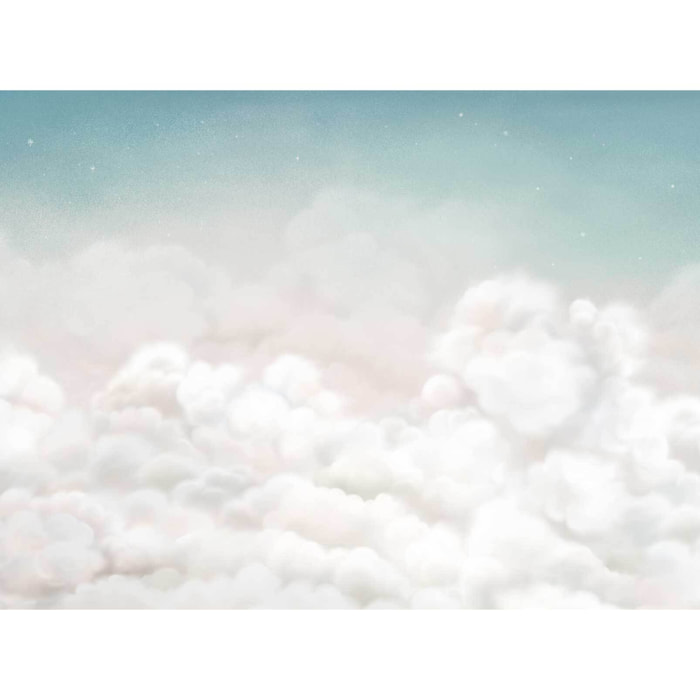 Papier peint nuages doux chambre bébé - Nuages de Ouate Intissé