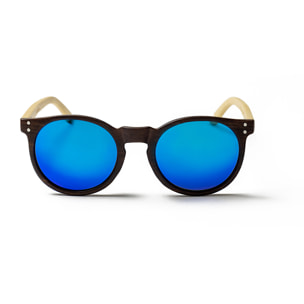 Gafas de sol OCEAN LIZARD WOOD - De brazo de bambú con montura marrón oscuro / Revo azul