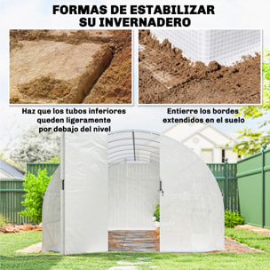 Invernadero de Exterior 6x3x2 m, Invernadero de Túnel con Puerta con Bisagras, Ventanas de Malla, Cubierta PE 140g/m² y Marco de Acero Galvanizado, Anti-UV, Impermeable, para Cultivos, Blanco