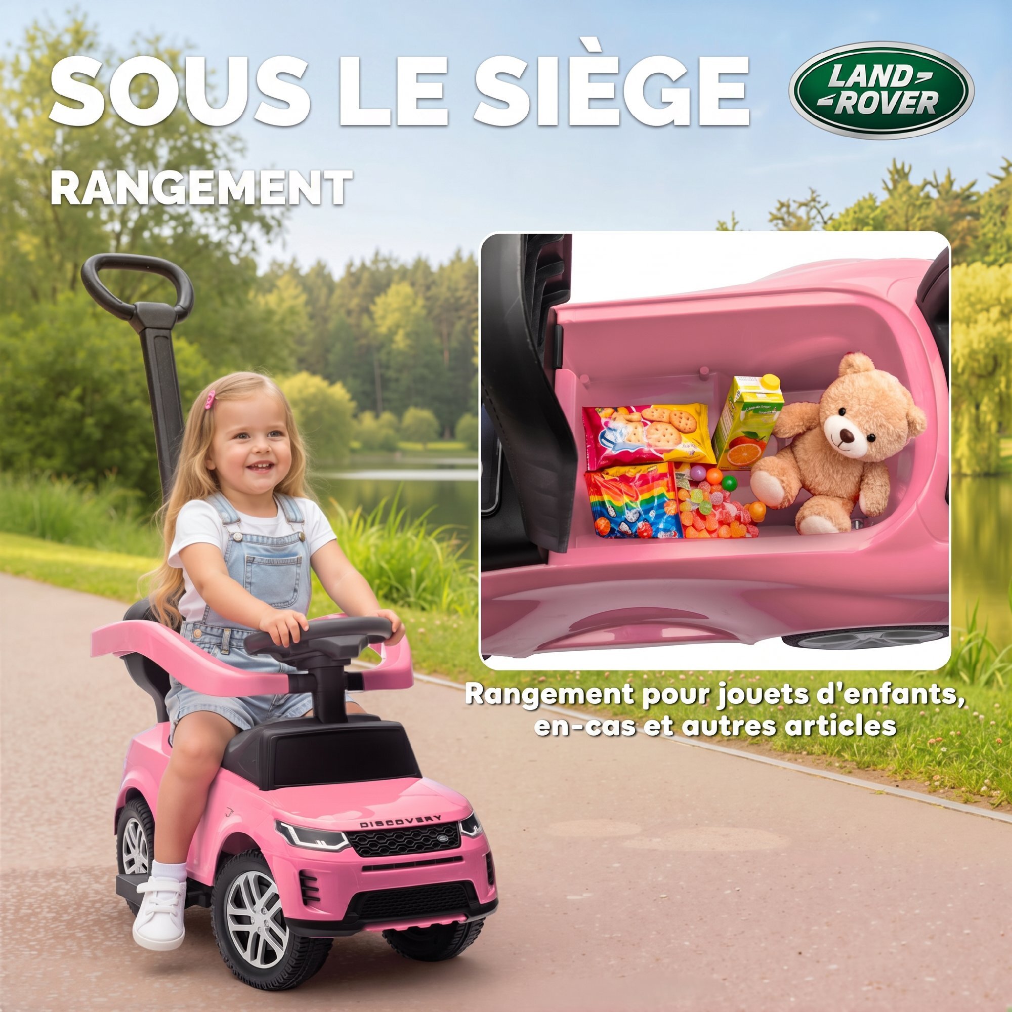 Porteur enfant voiture évolutif 2 en 1 licence Land Rover Discovery Sport effets sonores