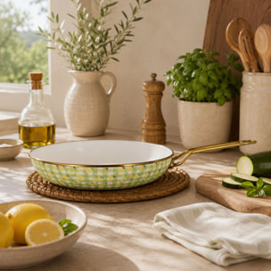 Poêle 24cm en acier émaillé avec motif citron - tous feux VICHY