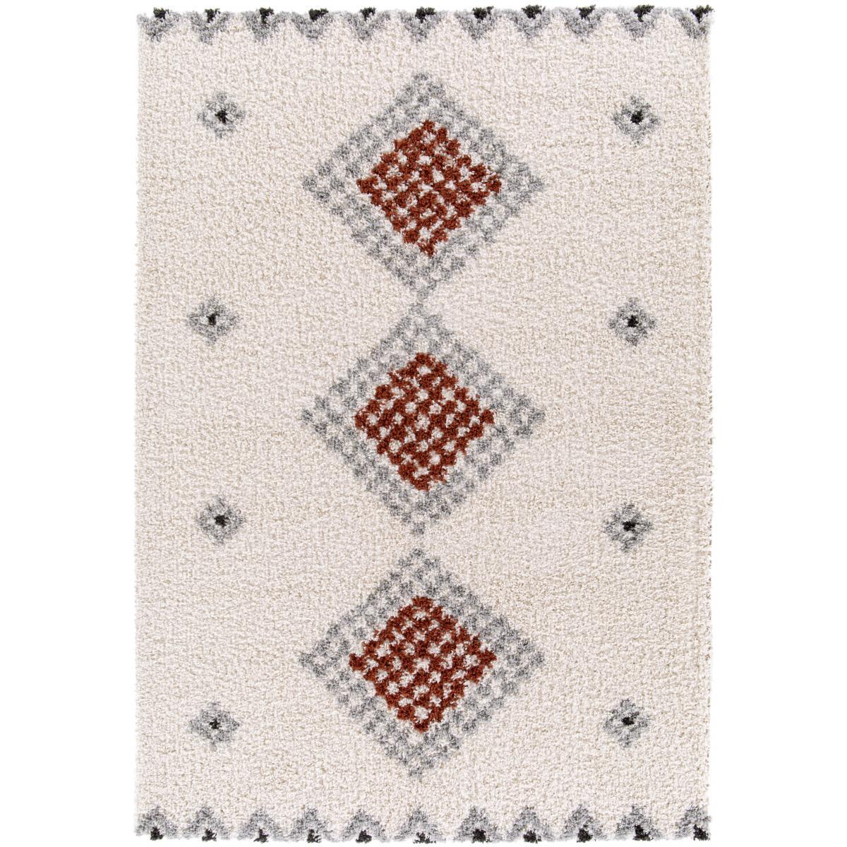 Tapis Shaggy longues mêches et aux motifs traditionnels Berbères