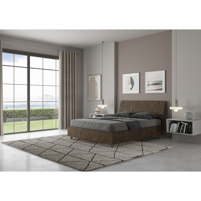 Letto matrimoniale francese contenitore 140x200 testata inclinata noce Demas