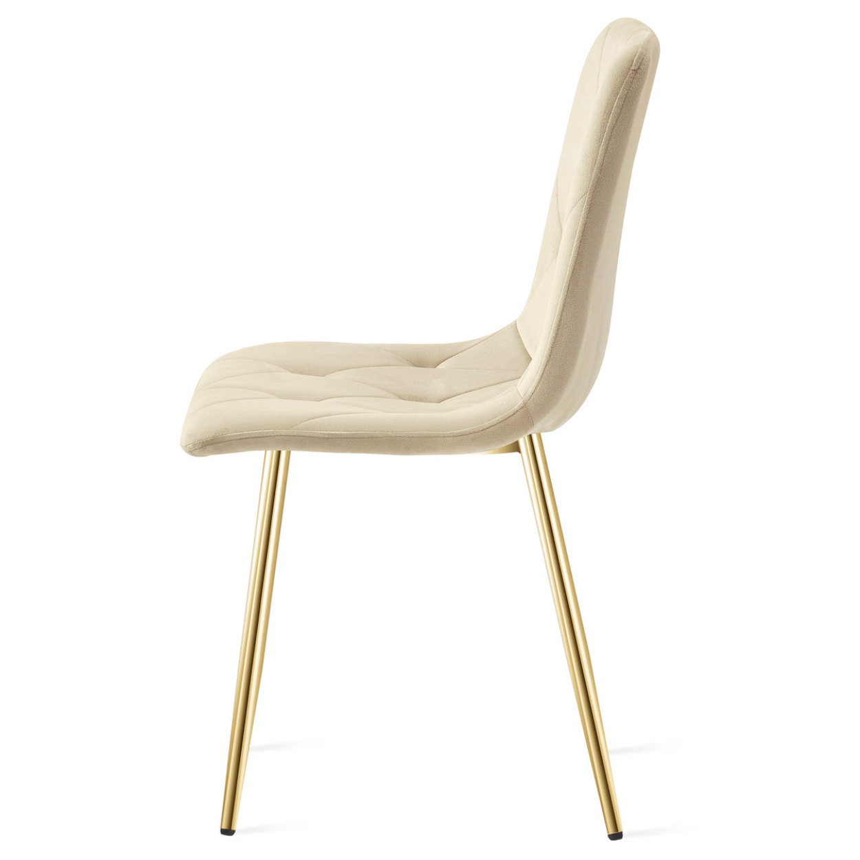 Set di 4 Sedie Libra in Velluto Beige e Gambe Oro
