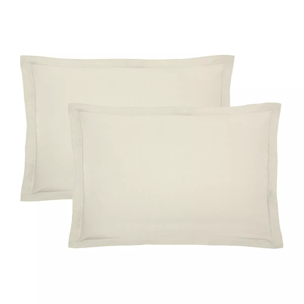 Lot de 2 taies percale de coton uni beige Olana ecru