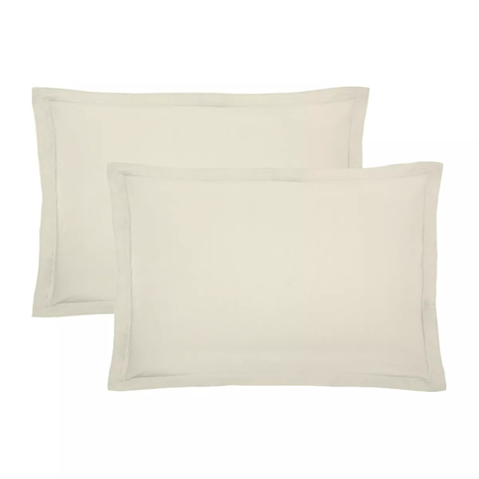 Lot de 2 taies percale de coton uni beige Olana ecru