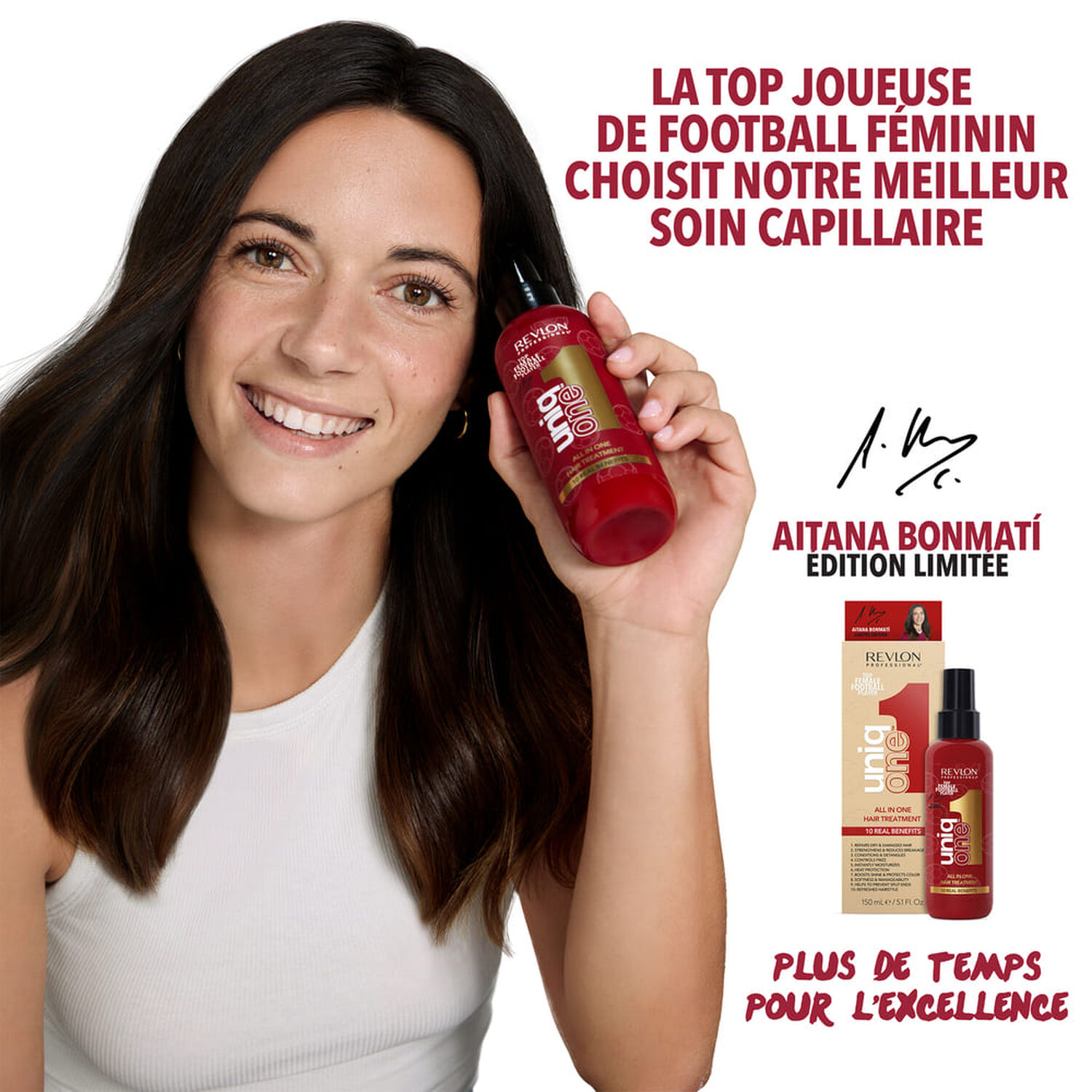 UNIQONE™ Aitana Édition - Masque spray sans rinçage 10 bienfaits, tous types de cheveux, 150 ml