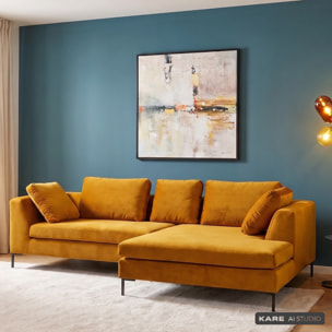 Canapé d'angle Gianni 290cm droite velours doré Kare Design
