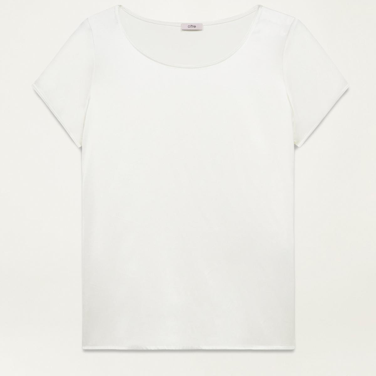 Oltre - Blusa maniche corte in raso - Bianco