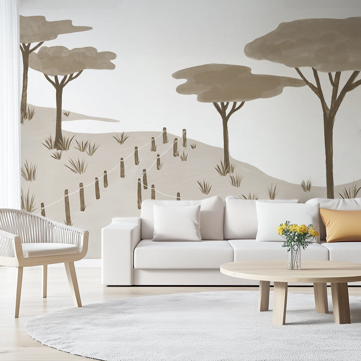 Papier peint panoramique Pins et plage Mocka  Intissé