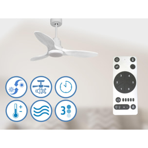 Ventilador de techo Modo Invierno/Verano Termostato Dimable Wifi Motor DC Techos Inclinados Mando a Distancia Luz tres tonos Hypersilence Memoria Vendible Shopify (AUTOMATICO) LimaD106C04LED64457 PURLINE