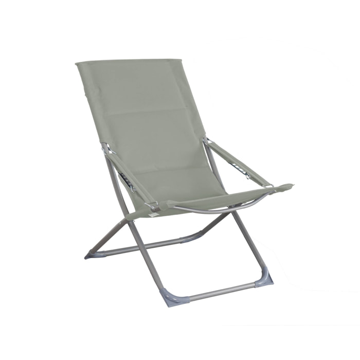 Lot de 2 chaises pliantes kaki PARMA en acier / polyester 600D. 84 x 62 x 87 cm