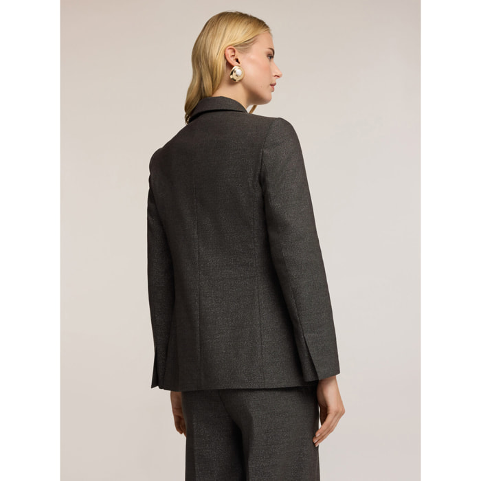 Motivi - Blazer strutturato in tessuto armaturato misto lurex - Grigio