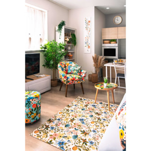 Pouf contenitore Excelsa Fiori Frida in velluto e legno 39x39x43 cm multicolore