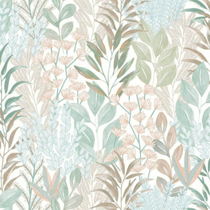 Papier peint feuillage aquarelle vert pastel