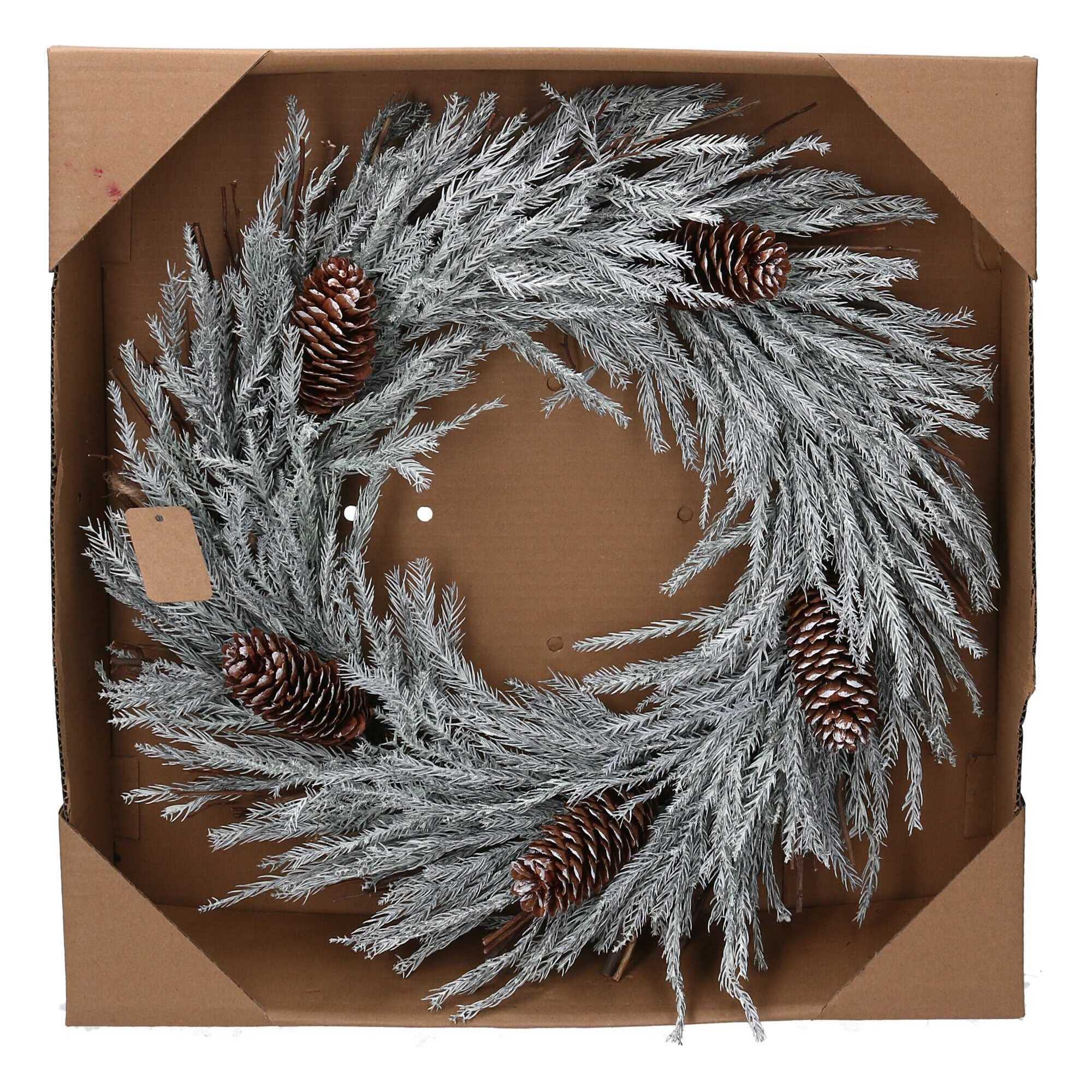 Ghirlanda innevata bianca con pigne cm ø46x8,5