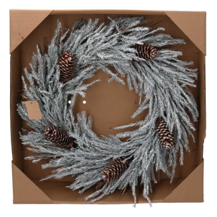 Ghirlanda innevata bianca con pigne cm ø46x8,5