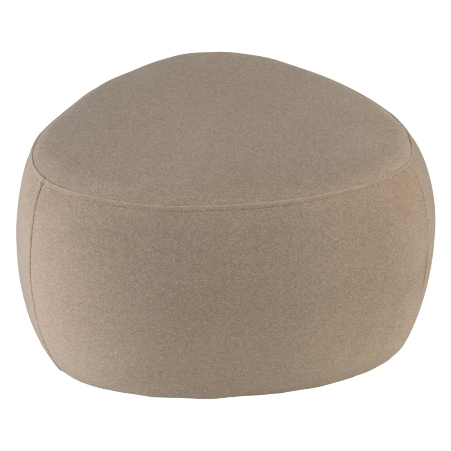 LEOPOLD - Pouf forme galet n°3 en tissu effet velours beige foncé