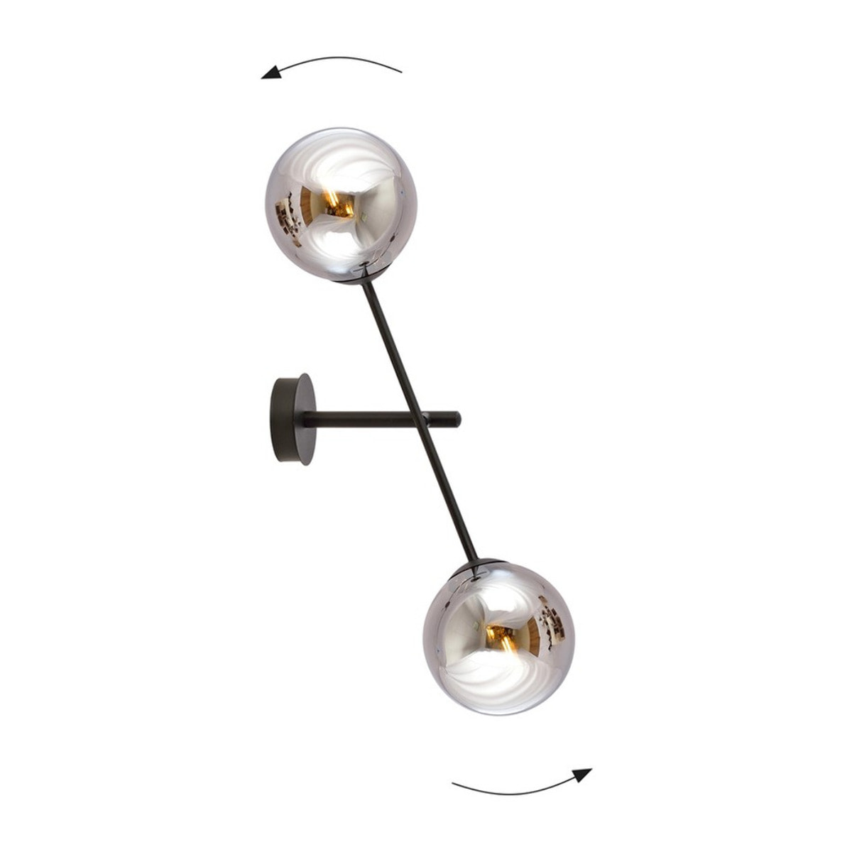 Lampada da parete LINEAR in acciaio nero con paralumi in vetro grafite