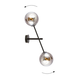 Lampada da parete LINEAR in acciaio nero con paralumi in vetro grafite