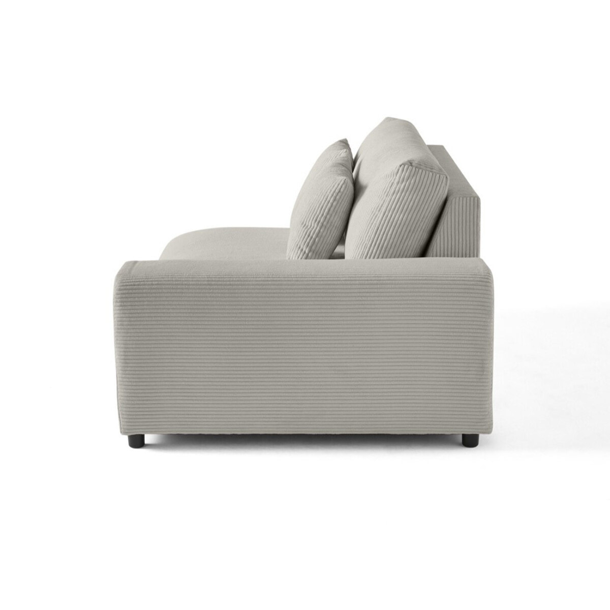 Garance - module d'assise 2 places avec accoudoir droit - en velours côtelé - Gris clair