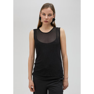 Top di tulle con strass