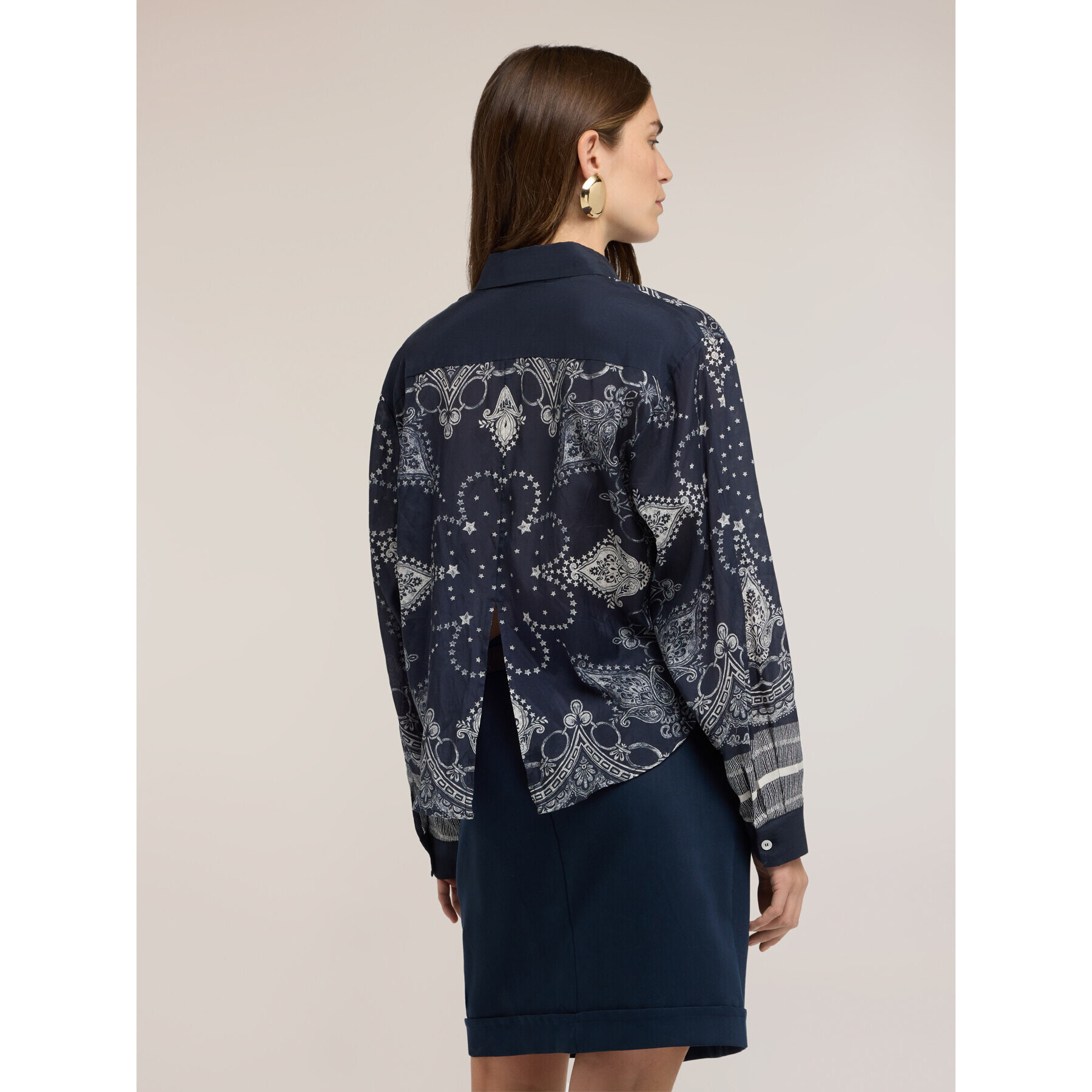Motivi - Camicia in mussola con stampa - Blu