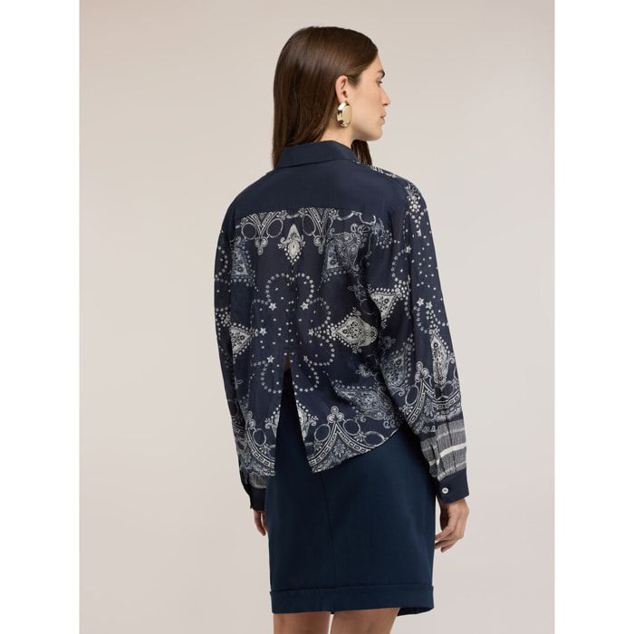 Motivi - Camicia in mussola con stampa - Blu