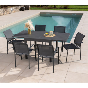 Ensemble table et chaises de jardin  - Gris Anthracite - HONFLEUR BEZIERS