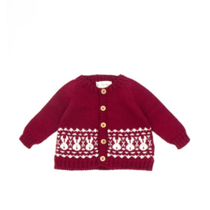 Chaqueta granate con dibujo conejitos