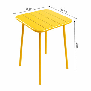 Ensemble table de jardin carrée 50cm et 2 chaises jaune EVORA