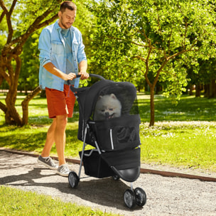 Carrito para Perros Plegable Cochecito para Mascotas Carrito para Perros Pequeños con Cesta de Almacenaje Ventanas de Malla y 2 Ruedas Universales 75x45x97 cm Negro
