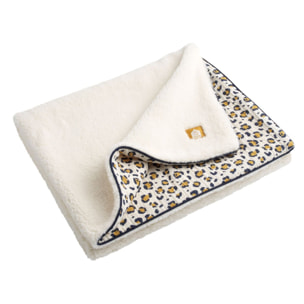Couverture bébé léopard en gaze de coton et sherpa
