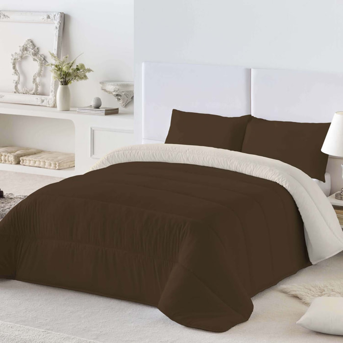 Naturals - Edredón Bicolor - 300 Gr - 100% Microfibra Poliéster - Marrón/Vainilla