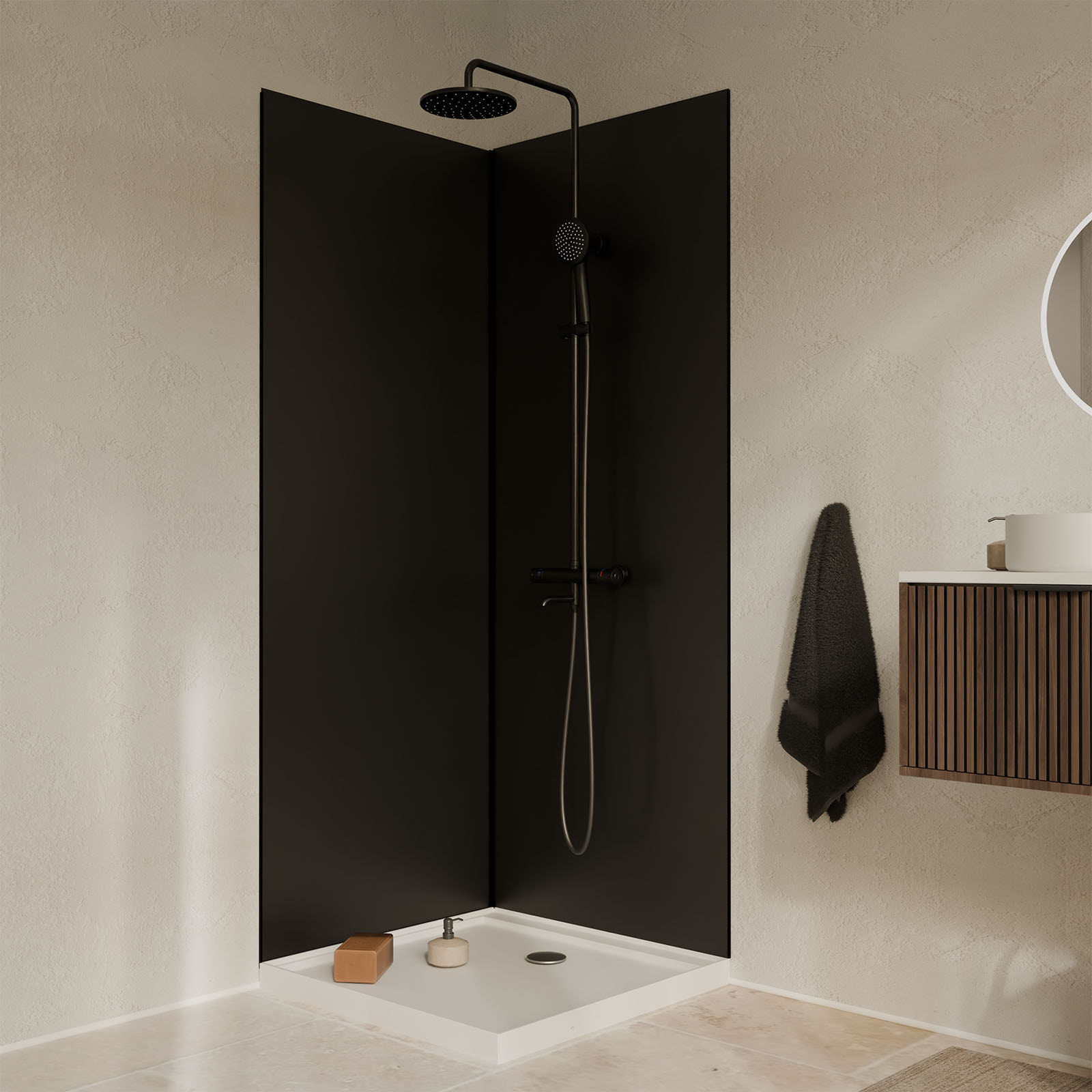 Pack 2 Panneaux Muraux en Aluminium Noir 90x210 cm + Profilés Noir - WALL'IT